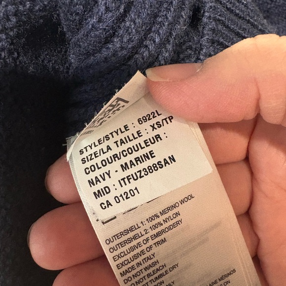 Canada Goose sweater merino wool knit navy blue full zip size xs Italy - Picture 5 of 9